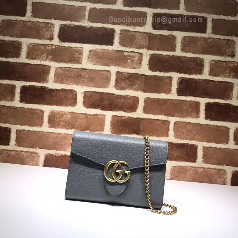 Gucci GG Marmonet Leather Mini Chain Bag Gray 401232